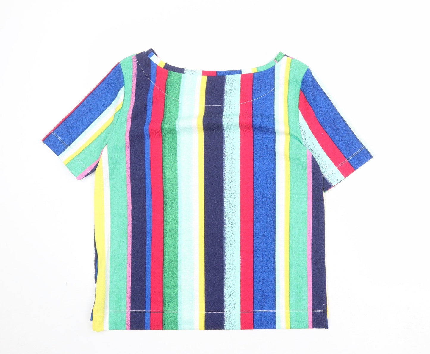 Marks and Spencer Womens Multicoloured Striped Polyester Basic Blouse Size 10 Round Neck