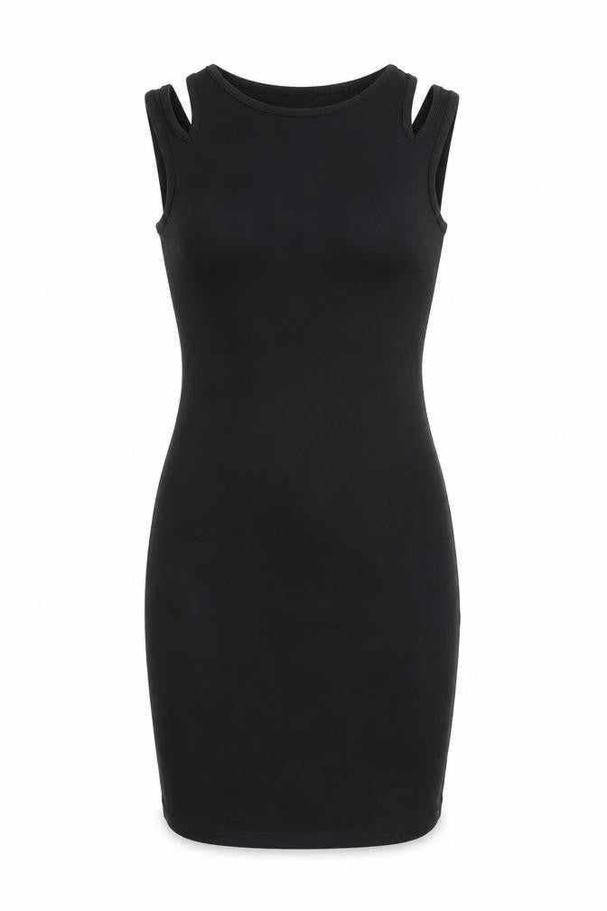 New Look Womens Black Cotton Bodycon Size 10 Round Neck Pullover