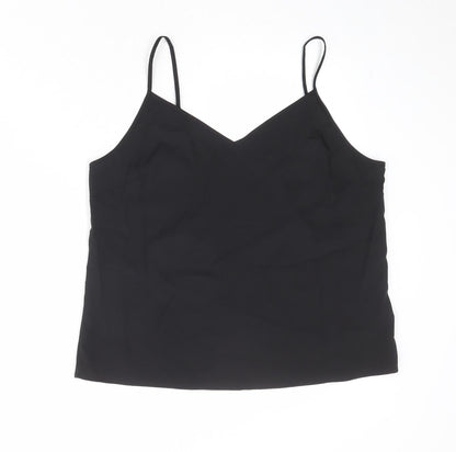 Marks & Spencer Womens Black Polyester Basic Tank Size 10 V-Neck