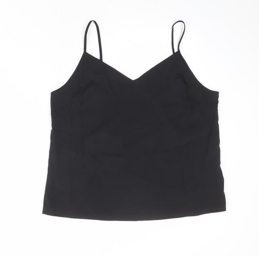 Marks and Spencer Womens Black Polyester Basic Tank Size 10 V-Neck