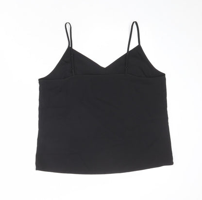Marks & Spencer Womens Black Polyester Basic Tank Size 10 V-Neck