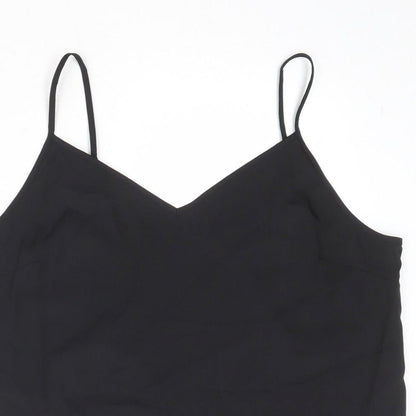 Marks & Spencer Womens Black Polyester Basic Tank Size 10 V-Neck