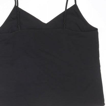Marks & Spencer Womens Black Polyester Basic Tank Size 10 V-Neck
