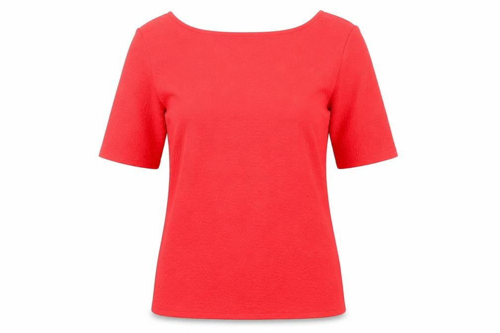 Marks & Spencer Womens Red Polyester Basic T-Shirt Size 12 Square Neck