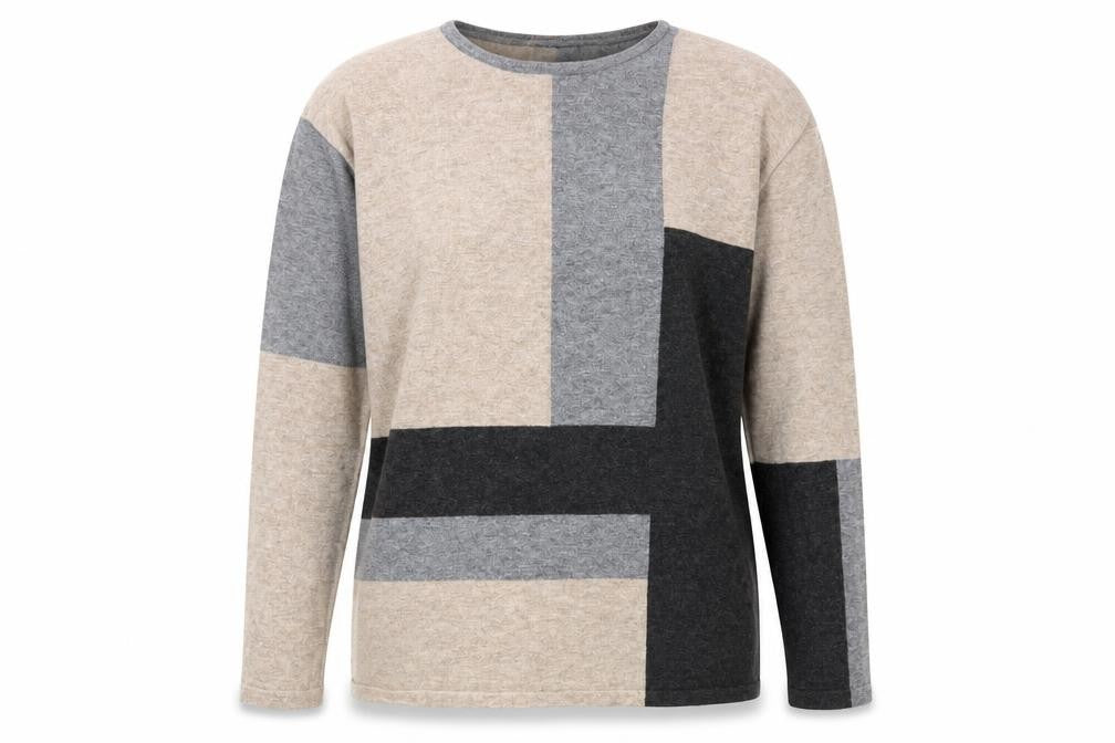 Viz a Viz Womens Multicoloured Round Neck Geometric Polyester Pullover Jumper Size M