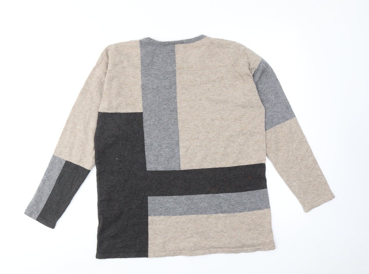Viz a Viz Womens Multicoloured Round Neck Geometric Polyester Pullover Jumper Size M