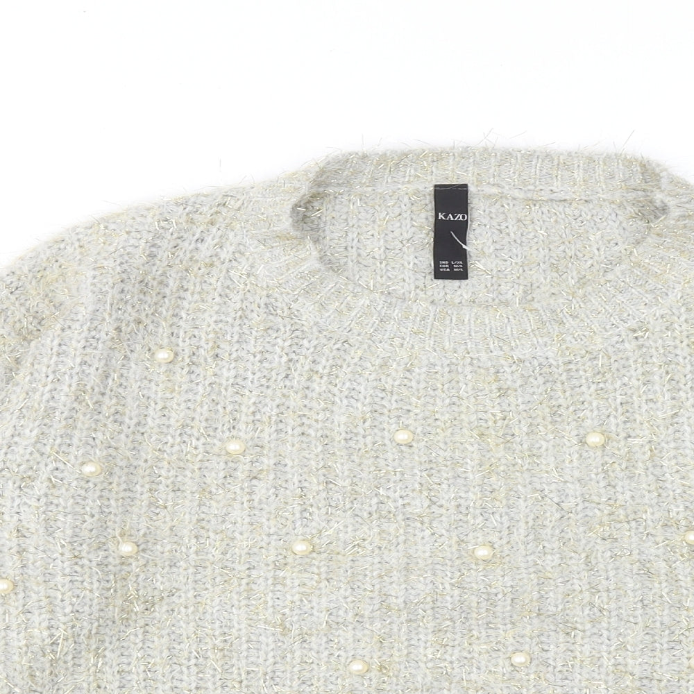 Kazo Womens Gold Round Neck Acrylic Pullover Jumper Size L