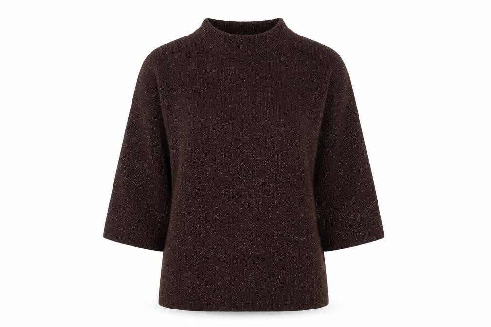 Warehouse Womens Brown Mock Neck Acrylic Pullover Jumper Size 8