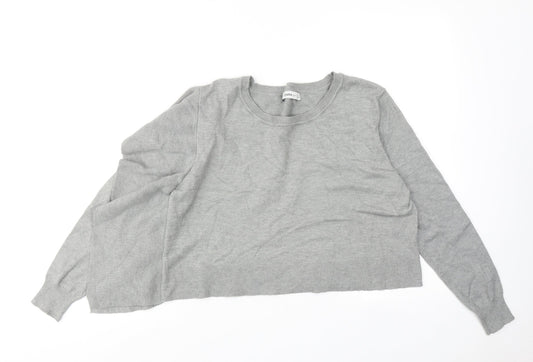 Zara Womens Grey Round Neck Viscose Pullover Jumper Size M