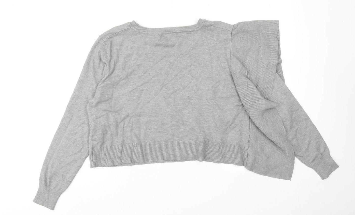 Zara Womens Grey Round Neck Viscose Pullover Jumper Size M