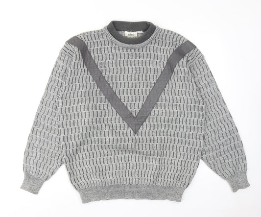 NICO Mens Grey High Neck Acrylic Pullover Jumper Size M Long Sleeve