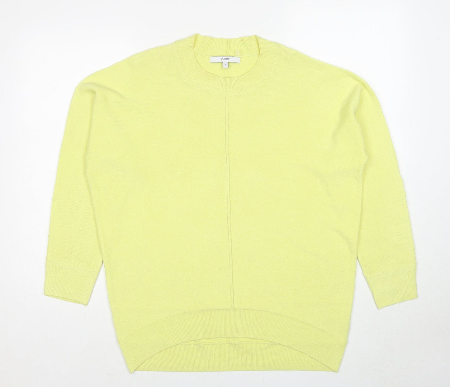 NEXT Womens Yellow Crew Neck Acrylic Pullover Jumper Size S