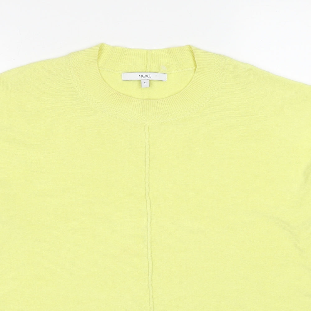 NEXT Womens Yellow Crew Neck Acrylic Pullover Jumper Size S