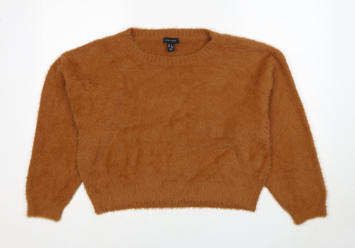 New Look Womens Brown Round Neck Nylon Pullover Jumper Size M