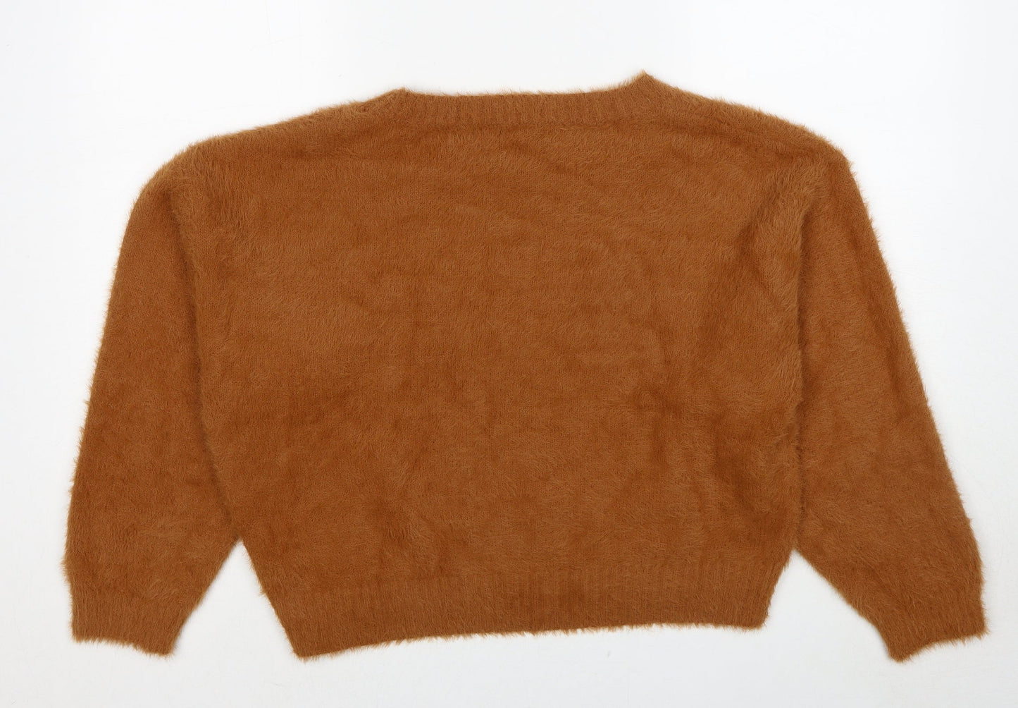 New Look Womens Brown Round Neck Nylon Pullover Jumper Size M