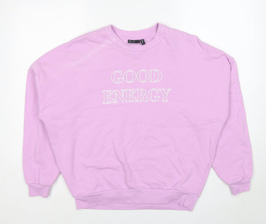 ASOS Womens Pink Cotton Pullover Sweatshirt Size 8 Pullover - Good Energy