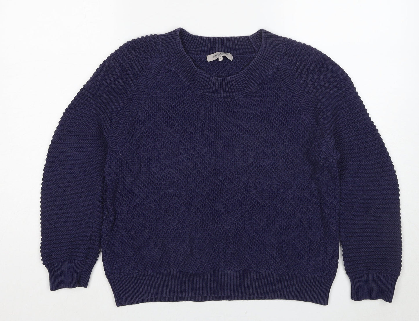 Great Plains London Womens Blue Round Neck Cotton Pullover Jumper Size XS