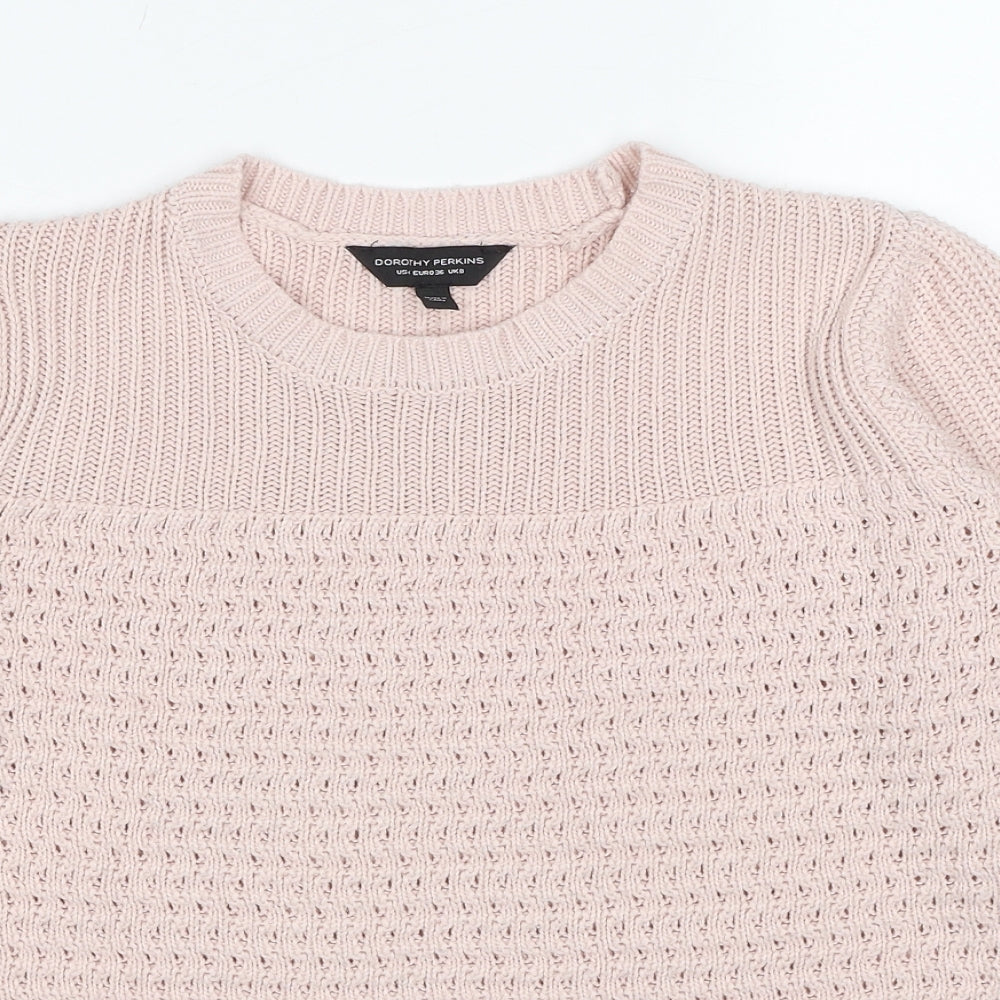 Dorothy Perkins Womens Pink Round Neck Acrylic Pullover Jumper Size 8