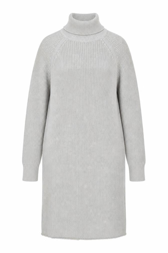 PRETTYLITTLETHING Womens Grey Acrylic Jumper Dress Size XS Roll Neck Pullover