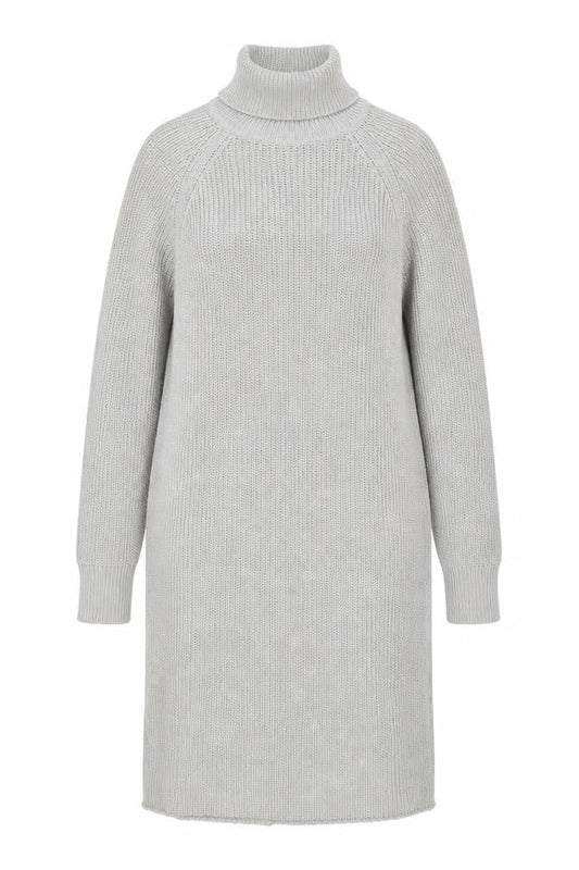 PRETTYLITTLETHING Womens Grey Acrylic Jumper Dress Size XS Roll Neck Pullover