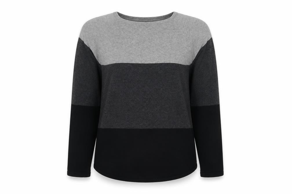 Jeanne Pierre Womens Multicoloured Round Neck Cotton Pullover Jumper Size L - Colourblock