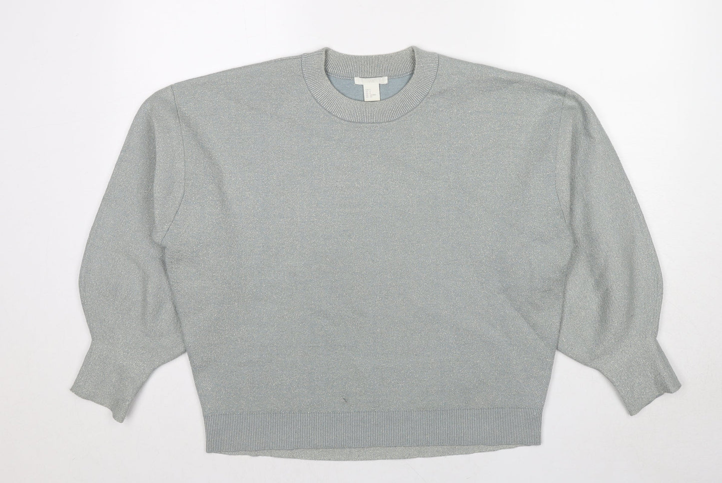 H&M Womens Grey Round Neck Viscose Pullover Jumper Size S