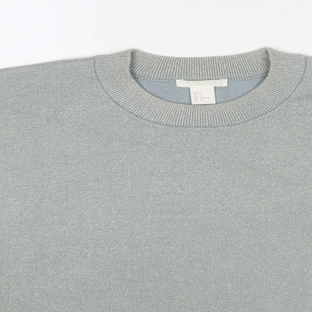 H&M Womens Grey Round Neck Viscose Pullover Jumper Size S