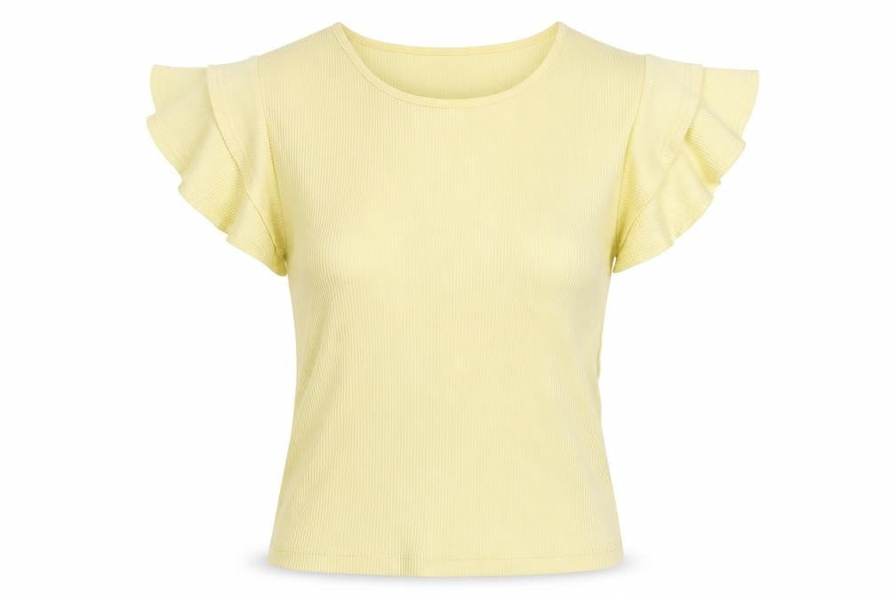 Zara Womens Yellow Cotton Basic Tank Size S Round Neck