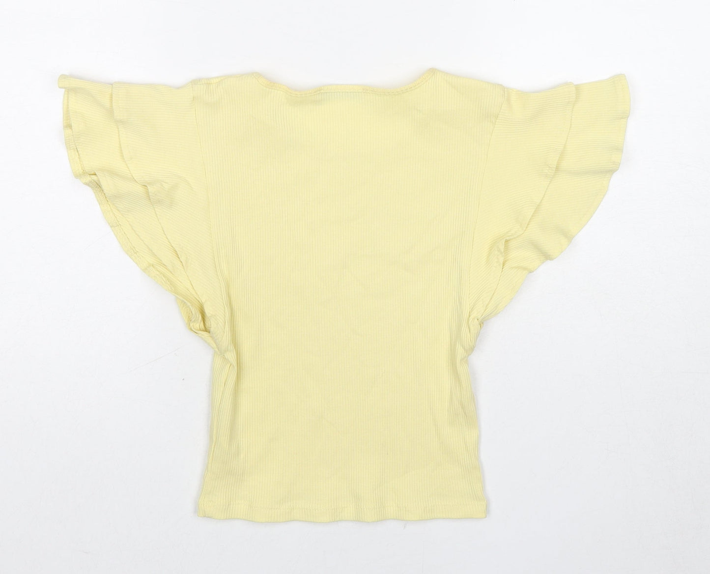 Zara Womens Yellow Cotton Basic Tank Size S Round Neck