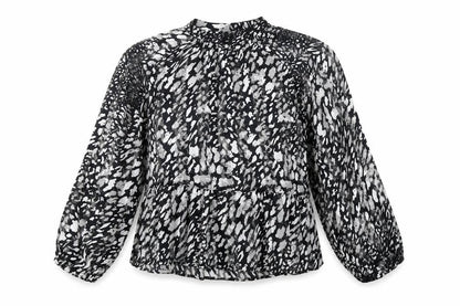 River Island Womens Black Geometric Polyester Basic Blouse Size 16 Mock Neck