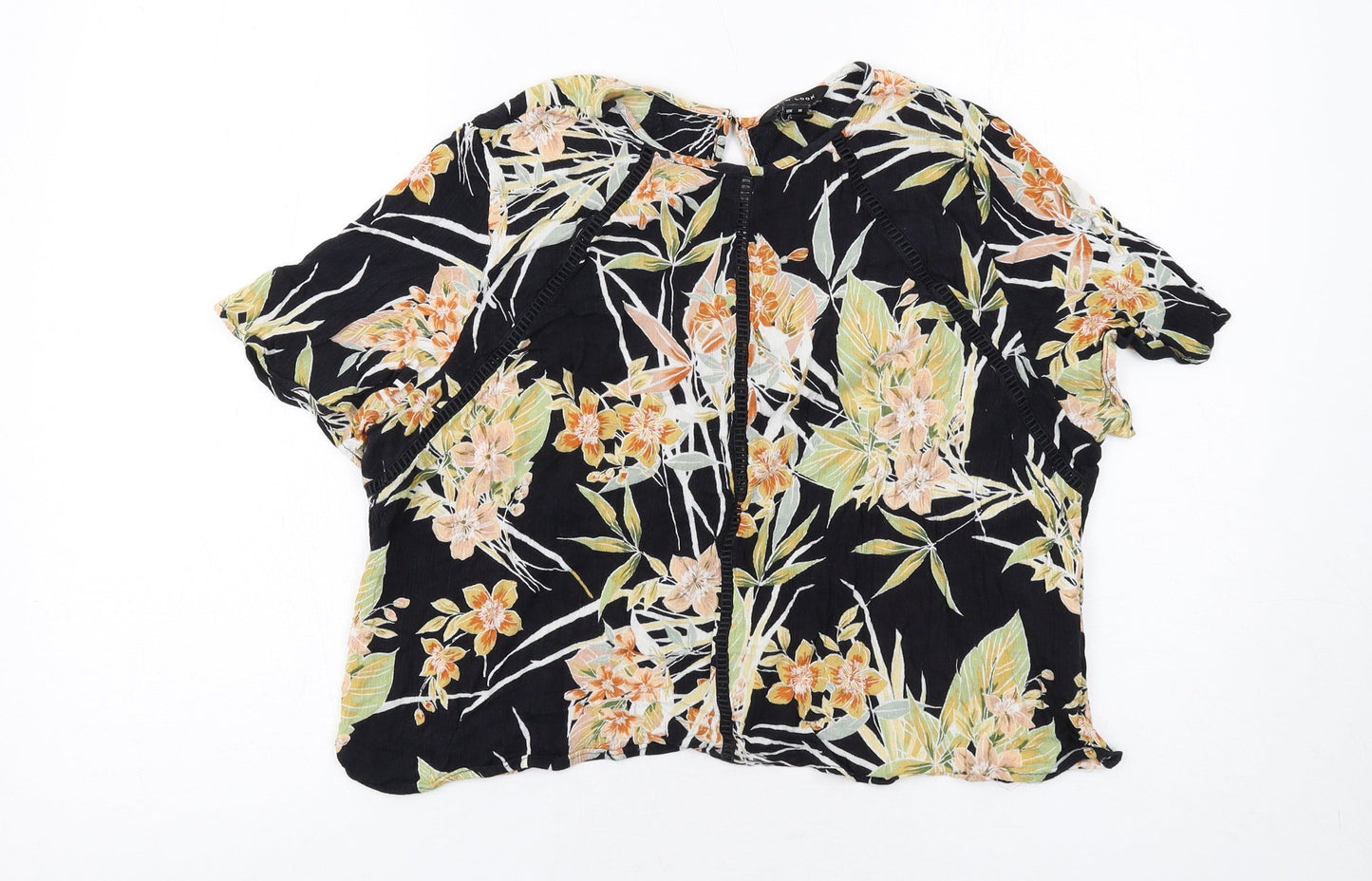 New Look Womens Multicoloured Floral Viscose Basic Blouse Size 18 Round Neck