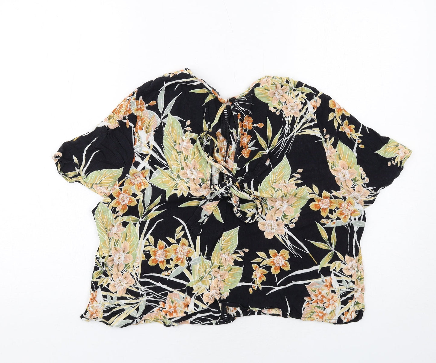New Look Womens Multicoloured Floral Viscose Basic Blouse Size 18 Round Neck
