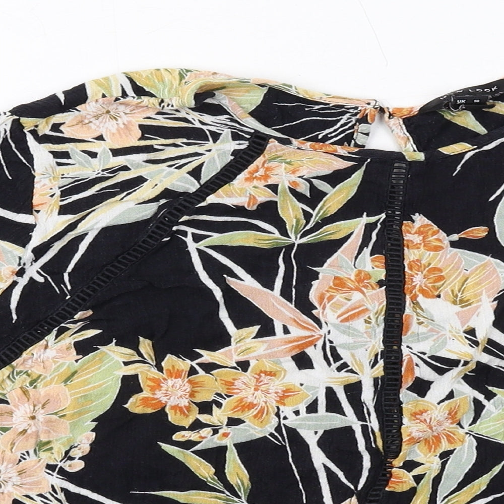 New Look Womens Multicoloured Floral Viscose Basic Blouse Size 18 Round Neck