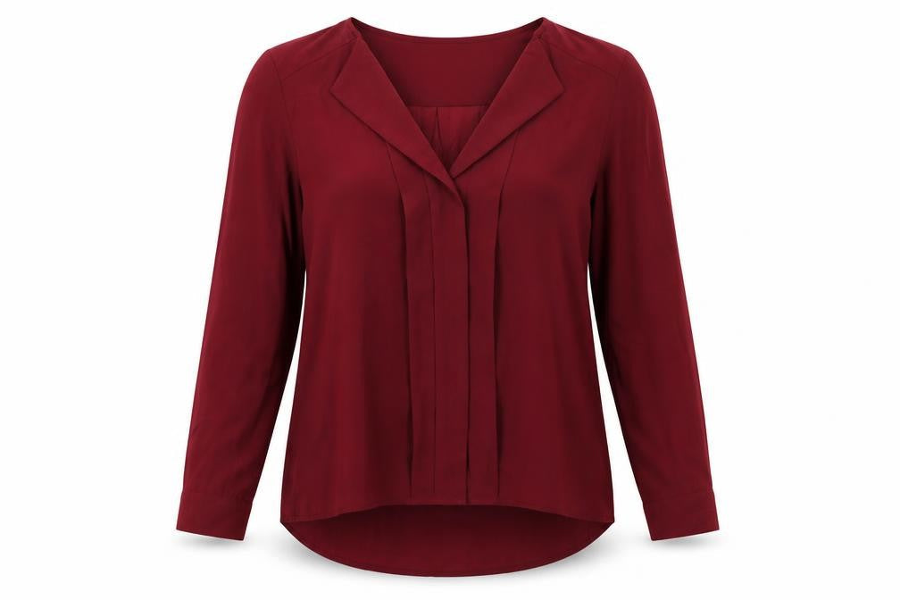 H&M Womens Red Polyester Basic Blouse Size 4 V-Neck