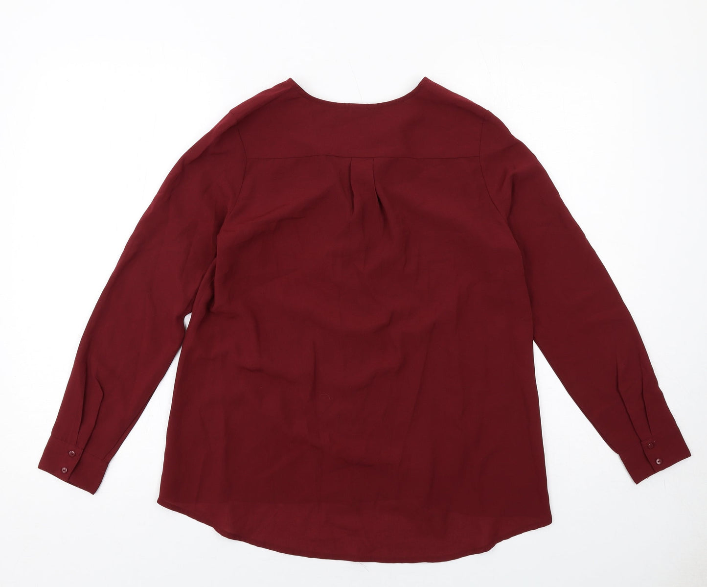 H&M Womens Red Polyester Basic Blouse Size 4 V-Neck
