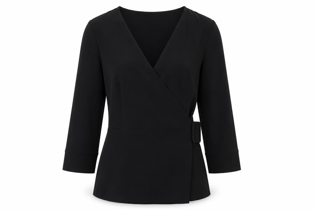 Topshop Womens Black Polyester Basic Blouse Size 6 Round Neck