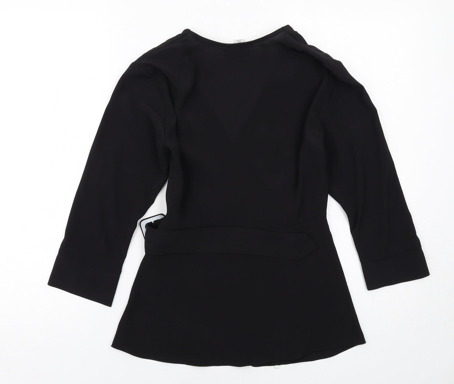 Topshop Womens Black Polyester Basic Blouse Size 6 Round Neck