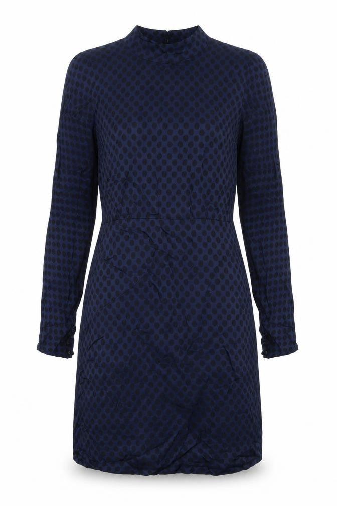 Zara Womens Blue Polka Dot Polyester A-Line Size XS Round Neck Zip