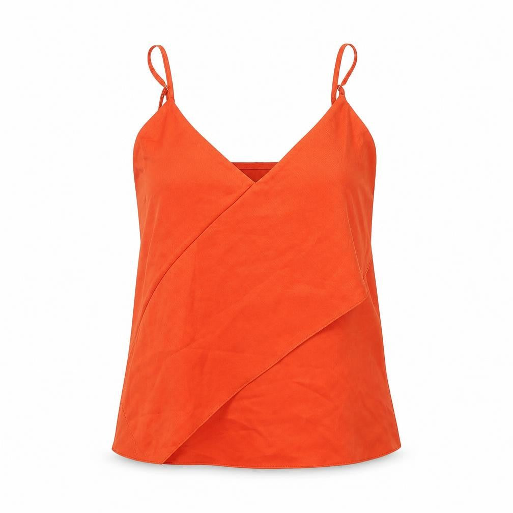 River Island Womens Orange Polyester Basic Tank Size 8 V-Neck
