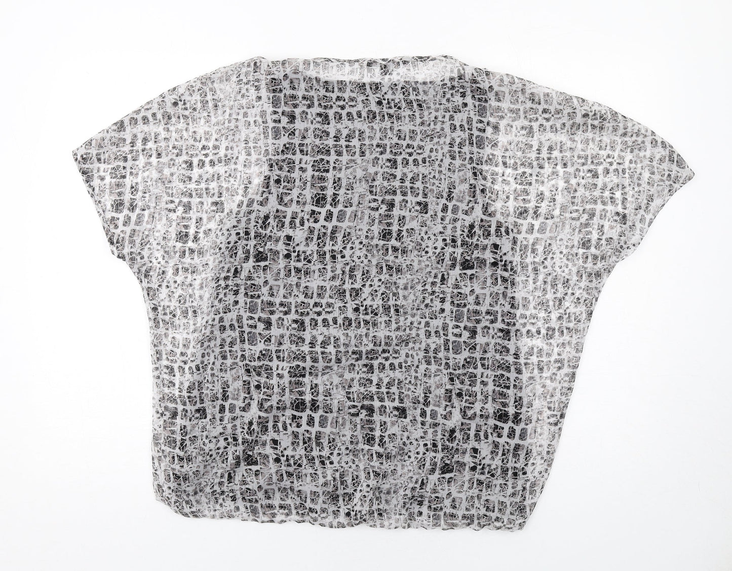 Comma Womens Black Geometric Polyester Basic Blouse Size 12 Round Neck