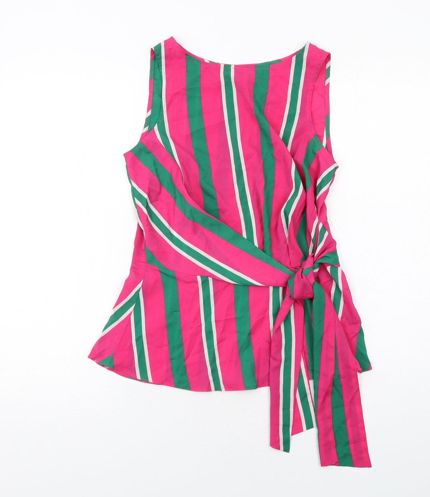Closet Womens Multicoloured Striped Polyester Basic Tank Size 8 Round Neck