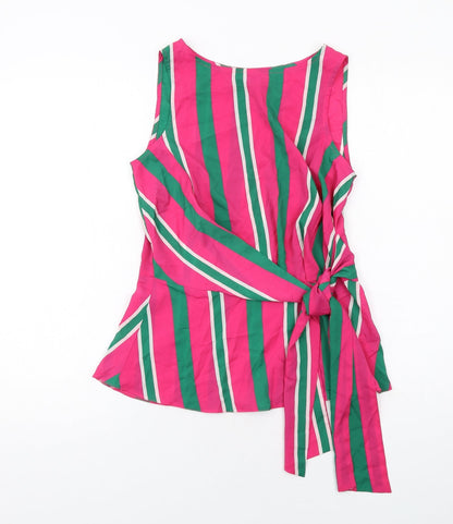 Closet Womens Multicoloured Striped Polyester Basic Tank Size 8 Round Neck
