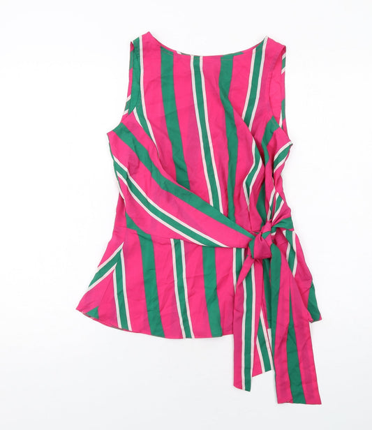Closet Womens Multicoloured Striped Polyester Basic Tank Size 8 Round Neck
