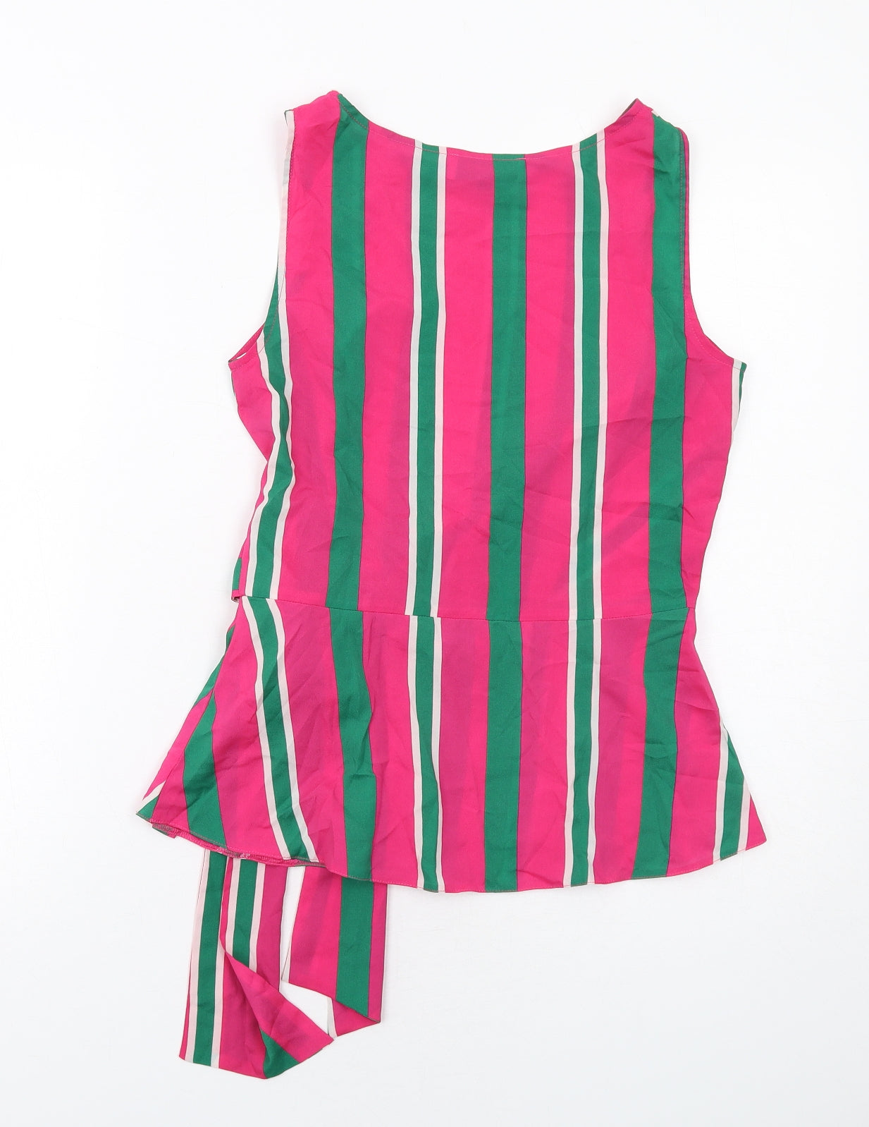 Closet Womens Multicoloured Striped Polyester Basic Tank Size 8 Round Neck