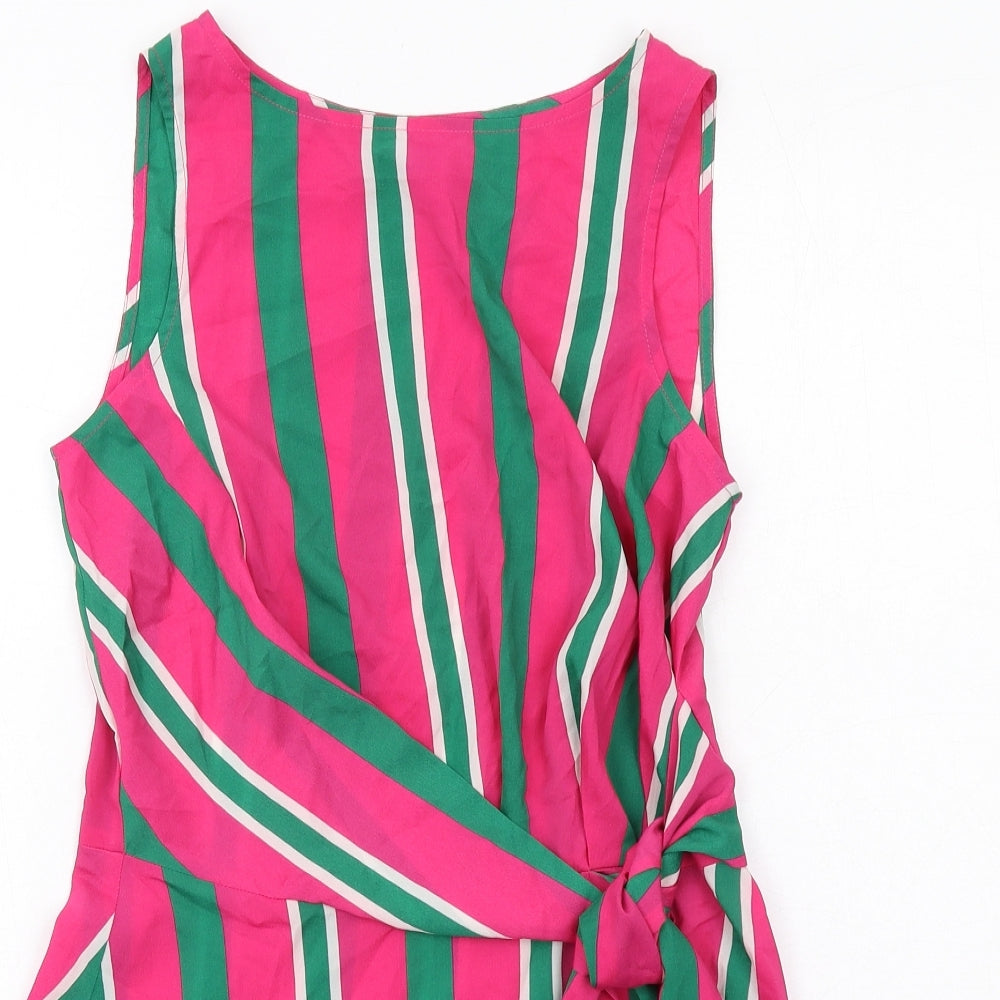 Closet Womens Multicoloured Striped Polyester Basic Tank Size 8 Round Neck