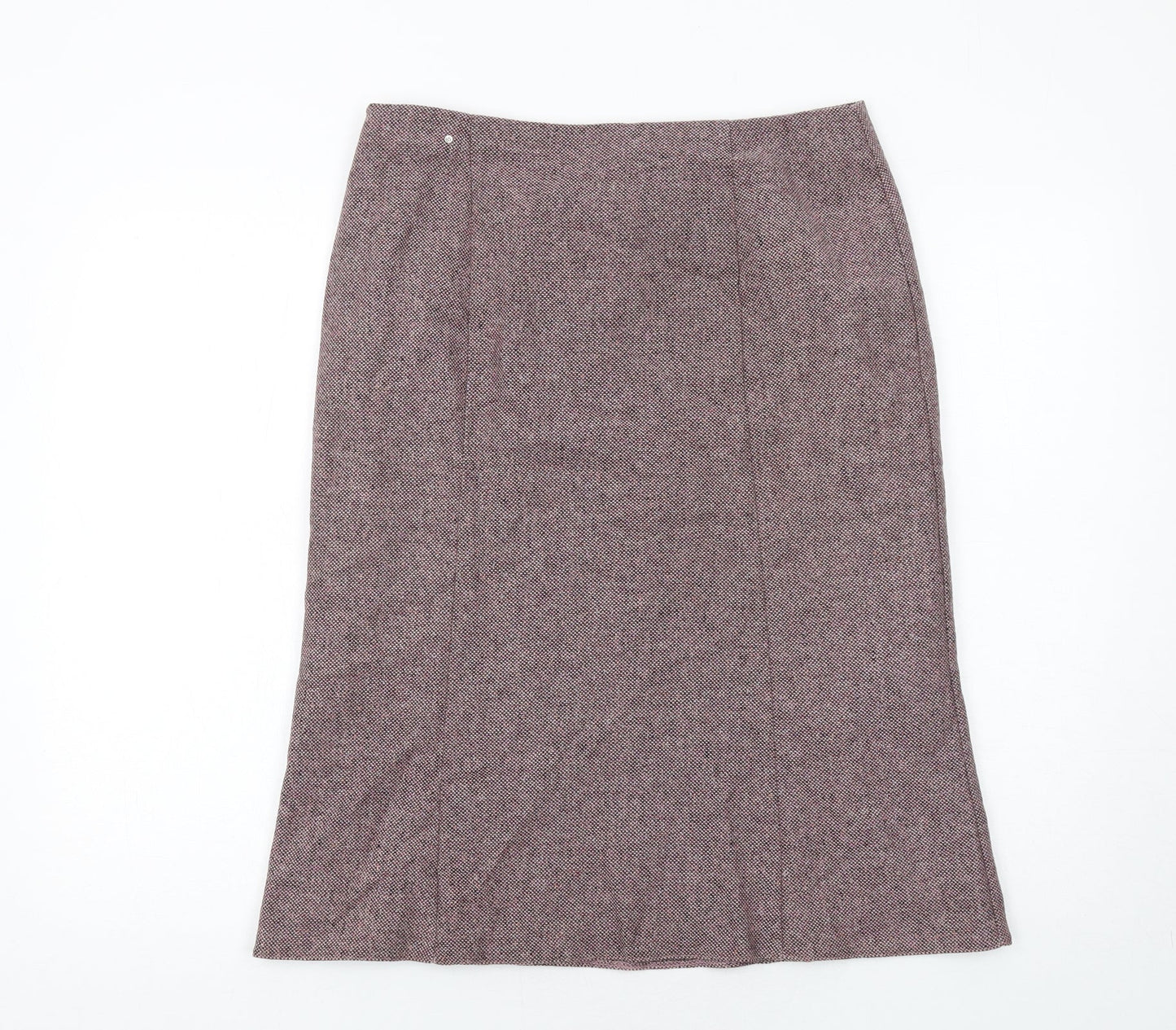 BHS Womens Pink Geometric Wool A-Line Skirt Size 12 Zip