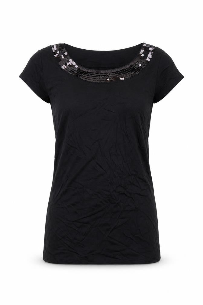 H&M Womens Black Viscose Basic Blouse Size S Round Neck