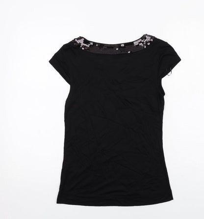 H&M Womens Black Viscose Basic Blouse Size S Round Neck