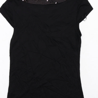 H&M Womens Black Viscose Basic Blouse Size S Round Neck