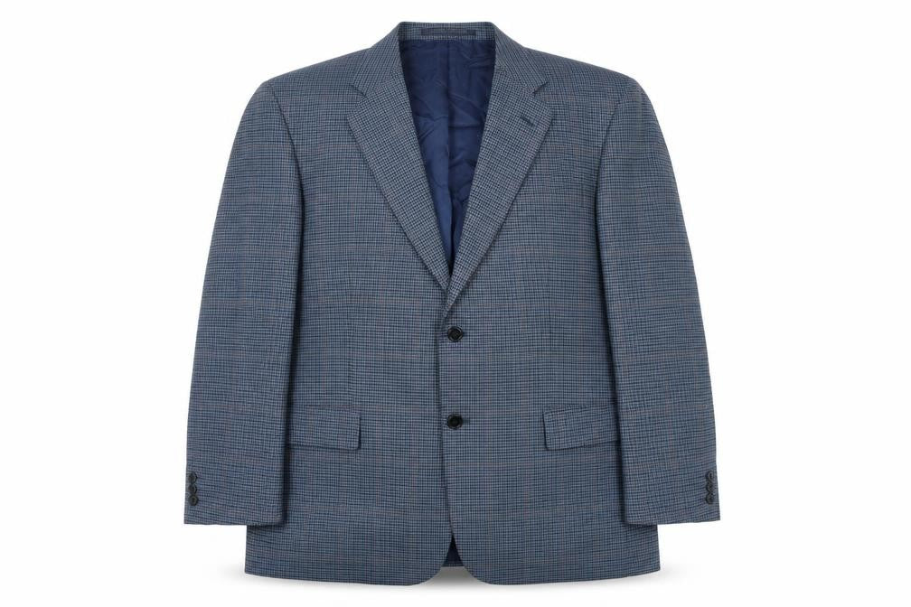 Marks & Spencer Mens Blue Geometric Wool Jacket Suit Jacket Size 44 Regular